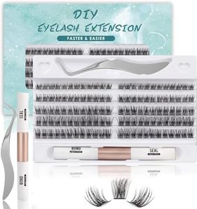 Tinure Lash Extension Kit-Individual Lashes with Bond and Seal-120 Lash Clusters DIY False Eyelashes Natural Cluster Lashes with Eyelash Glue and Lash Tweezers C D Curl 10/12/14/15/16mm (DM-28, 120 C-Mix（10-16mm）Kit)