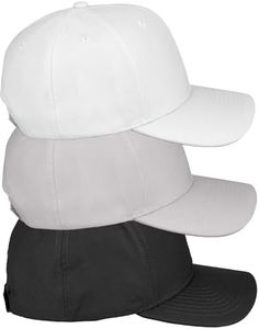 Daxton Premium Mid Profile Hat Semi Curved Visor Structured Cap 3 Pack - Black Light Grey,White