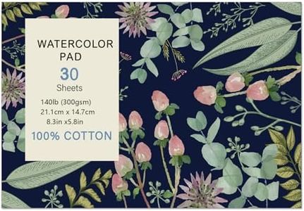30 Sheets Watercolor Paper Pad, A5 (8.3 x 5.8) Hot Press Watercolor Paper, 140 lb/300 GSM Tearable Water Color Pad Watercolor Sketchbook for Art Painting, Drawing, Mixed Media