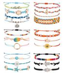 CASSIECA 20PCS Beach Anklets for Women String Adjustable Anklet Bracelets for Women Waterproof Handmade Rope Anklet Set Colorful Boho Summer Foot Jewelry