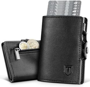 TENBST Portafoglio Uomo Slim, Porta Carte di Credito Uomo Piccolo, Portacarte Uomo con Protezione RFID Anticlonazione, Porta Tessere Uomo con Portamonete, Regalo Uomo Scatola