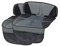 Kaiphy Car Seat Protector - Seat Protection Mat - Thick Padding - Durable, Waterproof Fabric, Leather Reinforced Corners & 3 Pockets for Handy Storage (2 Pack) Gray