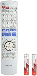 EUR7659Y70 Remote Control Compatible with Panasonic DVD VCR Recorder DMR-ES25 DMR-ES35 DMR-ES45 DMR-ES46 DMR-ES25S DMR-ES35V DMR-ES45V DMR-ES36V DMR-ES45VS Replacement Controller with Batteries