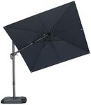 PURPLE LEAF 2.5 X 2.5 M Garden Cantilever Swivel Parasol, Large Rectangular Patio Umbrella with Crank Handle and Tilt for Balcony and Outdoor, Grey