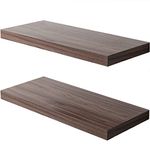 JPND Floating Shelf, Set of 2 Wall Shelves, 30 in W x 12.75 in D x 2 in H Wooden Floating Wall Shelf with Invisible Brackets for Living Room/Bedroom/Bathroom/Kitchen Storage and Decor, Walnut