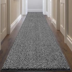 DOMUSTEX Washable Runner Rug 32" x 96" Rectangular, Non Slip Absorbent Indoor Entryway Rug for Floor, Laundry, Hallway, Bedroom (Roll Packing)