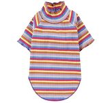 KUTKUT Stretchable Dog Shirt, Pet T-Shirt Clothes Apparel for Small Dog Cat, Sleeved Soft Breathable Sweatshirt Cute Pullover Knitwear Striped Basic Classic Tee Spring Summer Autumn (SIZE: 2XL, Chest 52cm & Length 40cm)