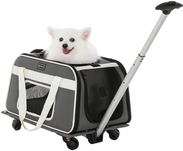 PETSFIT Airline Approved Dog Carrier with Wheels Designed for Small Dogs/Cats with Adjustable Safety Rope & Removable Wheels, 50.5cm Lx 31cm W x 36.5cm H