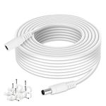 WILDHD DC Power Extension Cable 33ft 2.1mm x 5.5mm Compatible with 12v Power Adapter Extension Cable for CCTV Security Camera IP WiFi Camera Standalone DVR (33ft,5.5mm Plug, White)