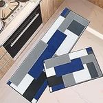 Tayney Blue Geometric Kitchen Rugs 