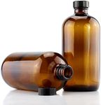 2 Pack 500ml Amber Glass Bottles with Black Cap Empty Refillable Brown Essential Oils Container