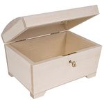 Creative Deco Large Wooden Lockable Jewellery Box | 20 x 14.5 x 11.7 cm | Storage Box with Lid, Lock & Key | Plain, Unpainted & Unfinished | Easter Gift Craft Keepsake Trinket Treasure Gift Chest