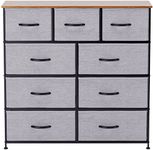 soges 9-Drawer Dresser, 4-Tier Fabric Chest of Drawers, Storage Tower Storage Organizer, Night Stand Organizer, Storage Cabinet for Entryway Hallway, with Sturdy Steel Frame Wooden Tabletop, 7018-CA