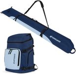 Odoland Ski Bag and Ski Boot Backpack Combo-50L Fully Padded Snowboard Bag for Air Travel, Snow Ski Bags Fit Skis Up to 200cm Water Resistant Ski Travel Bag,Light Blue