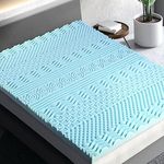 Giselle Bedding 11 Zone Double Memory Foam Mattress Topper, Foldable Bed Mattresses Toppers Protector Bamboo Cool Cover Sleeping Mat Home Bedroom, 8cm Thick Removable Washable Blue