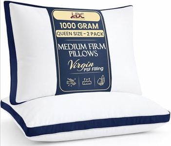 Lux Decor Collection Gusseted Pillows - Pillows Queen Size Set of 2 - Comfortable Breathable Bed Pillows for Sleeping 2 Pack - Side, Back and Stomach Sleepers (Navy Blue Gussets, 18x26)