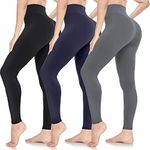 ACTINPUT 3pcs Black Leggings for Women UK High Waisted Tummy Control Leggings Ladies Gym Sports Workout Fitness Yoga Pants