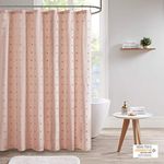 Urban Habitat Brooklyn Cotton Fabric Shower Curtain Jacquard Pom Machine Washable Shabby Chic Modern Home Bathroom Décor Bathtub Privacy Screen, 70" x 72", Pink