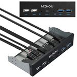 MZHOU USB2.0 + 3.0 Metal Front, 5.25 inch 19Pin Front Panel Adapter, 4 USB 3.0 Port hubs and (1HD Audio Port / 1TPY-C Port / 1 Microphone Input)