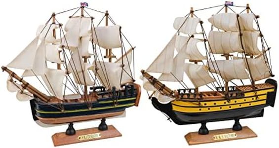 HOME DECOR SAILINGSTORY Wooden Model Ships Sailing Ship Model Sailboat Endeavour, Victory 9.5'' Set of 2 Pack