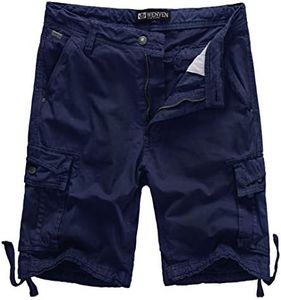 WenVen Men's Work Cargo Shorts Cotton Performance Comfort, Blue, 30