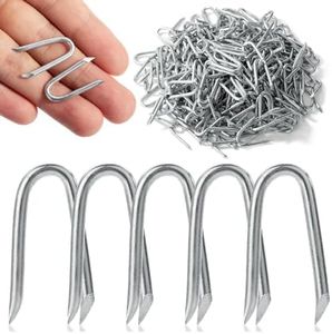 Bates- Fence Staples, 200 pcs, 1", Galvanized Steel Fencing Staples, U Shaped Nails for Wood, U Nails for Wood, Fence Nails, Wire Fence Staples for Wire Fencing, U Nails for Fencing Nails