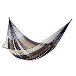 NOVICA Earthtone Brown Striped Nylon Hand Woven Mayan Rope 2 Person XL Hammock, Atlantis' (Double)