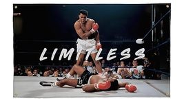 3'x5' Muhammad Ali Limitless Flag | Gym Motivation Fitness Poster | Durable Cool Tapestry | Man Cave Wall Decor with Metal Grommets for College Dorm Room | Decoration Bedroom Parties Gift