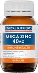 Ethical Nutrients Mega Zinc 40mg - Supports General Immunity, High Strength - 120 Tablets