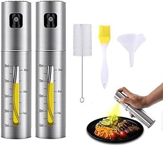 VolksRose 2 Pcs 100 ML Olive Oil Bottle Sprayer with Cleaning Brush, Stainless Steel Oil Bottle Dispenser for Cooking with Scale, Food-Grade Oil Spray Bottle for BBQ, Salad, Baking, Roasting