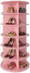 SpaceAid 6 Tier Rotating Shoe Rack Tower, Spinning Shoe Display Lazy Susan, Revolving 360 Shoe Rack Storage Round Carousel, Vertical Handbag Rotate Shoes Closet Organization (6-Tier Pink)