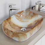 Plantex Ceramic Tabletop Basin Sink/Basin for Bathroom/Wash Basin/Washbasin for Restaurant, Hotel (Marble Finish)