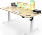 Devoko Electric Standing Desk 160x80cm with USB Charging Height Adjustable Desk with Desktop Sit Stand Up Desk Heavy Duty Steel 3 Memory Smart Pannel(Beige)