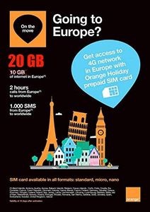 Orange Holiday Europe – 10GB Internet Data in 4G/LTE (+10GB Additional Promotion for SIMS Activated from April 4TH) + 120 mn + 1000 Texts in 30 Countries in Europe