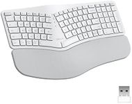 DeLUX Upgraded Ergonomic Wireless Ergo Split Keyboard with Backlit, 2.4G and Bluetooth, Scissor Switch and Palm Rest for Natural Typing, Compatible with Windows and Mac OS (GM902Pro-White)