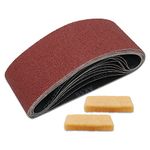 VIBRATITE 4 x 24 Inch Sanding Belts with Belt Cleaner, 60 Grits Aluminum Oxide Sanding Belt Sander Tool for Woodworking, Metal Polishing, 10 Pack