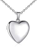 YOUFENG Sterling Silver Love Heart Locket Necklace That Holds Pictures Engraved I Love You to the Moon and Back Photo Lockets (Polished)