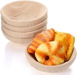 Nuogo Set of 5 Banneton Bread Proofing Basket 8.5 inch Round Sourdough Proofing Basket Banneton Basket Dough Proofing Bowl with Liners and Scatters for Home Making Bread Bakers Baking