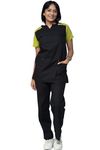 UNIFORM CRAFT Women’s Designer Scrub Suits DSDX04 || Ideal for doctors, dentists, vets, nurses & healthcare professionals (Black & Lime Green, L)