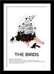 Tallenge - Birds - Alfred Hitchcock Classic Horror Suspense Film Poster - Hollywood Movie Art Poster - Small Framed Poster(Paper,12x17 inches, Multicolour)