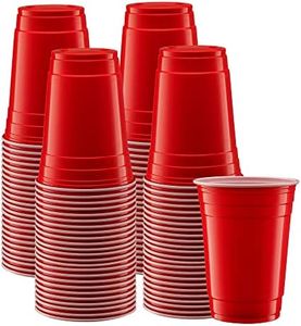 Comfy Package Disposable Party Cups [100 Pack - 18 oz.] Red Drinking Cups