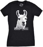 Womens Mama Llama Tshirt Hilarious Zoo Animal Tee For Mom (Black) - L