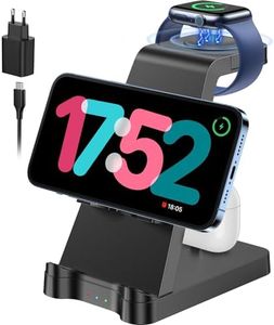Cargador Inalambrico 3 en 1 - Cargador Inalambrico Rapido para Apple Watch y iPhone 14 13 12 11 Pro MAX/XS/XR/X/8+, Cargador Inalámbrico para iWatch Ultra 8 7 6 5 4 3 2 SE, AirPods Pro/3/2/1