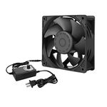 Qirssyn High cfm Computer Fan 120mm x 38mm 110V 220V AC Powered Variable Speed Fan Cooling Components for Receiver Xbox DVR PlayStation Mining Rig Case Server Cabinet Grow Tent GPU Workstations