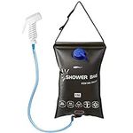 AFISHTOUR Portable Camping Shower Bag - 15L/3.96 Gallons Solar Shower Water Bag with Hose and Shower Head - Camp Shower for Camping, Beach, Travel, Outdoor Activities (Black)