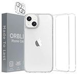 Orblix 5 in 1 Clear Case For iPhone 15 Plus - Case + 2 Screen Protectors + 2 Camera Protector-Anti Yellow German Coating with Military Grade Drop Protection-Case for iPhone 15 Plus 6.7 inch (2023)