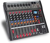 MIZISNR Audio Mixer 8 Channel Digital Mixer, Professional Bluetooth Sound Board DJ Mixers with 48V Phantom Power, USB Interface Stereo Mixing Console Analog Mixer for Karaoke Podcasting (AX-80)