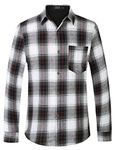 SSLR Flannel Shirts for Men, Long Sleeve Button Down Shirt Pocket Plaid Brushed Casual Lightweight (Medium, Black Red)