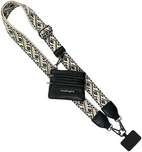 Save the Girls Original Clip and Go Phone Strap Pattern (XOXO - Black) - Crossbody Phone Strap Chain with Zipper Wallet Pouch – Phone Lanyard Zippered