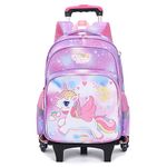 Venzina® Unicorn School Bag for Girls School Trolley Bag Removable Wheel Stand Trolley School Bags for Girls Lightweight Unicorn Bags Backpack for Students In Grades 1-4 - Purple